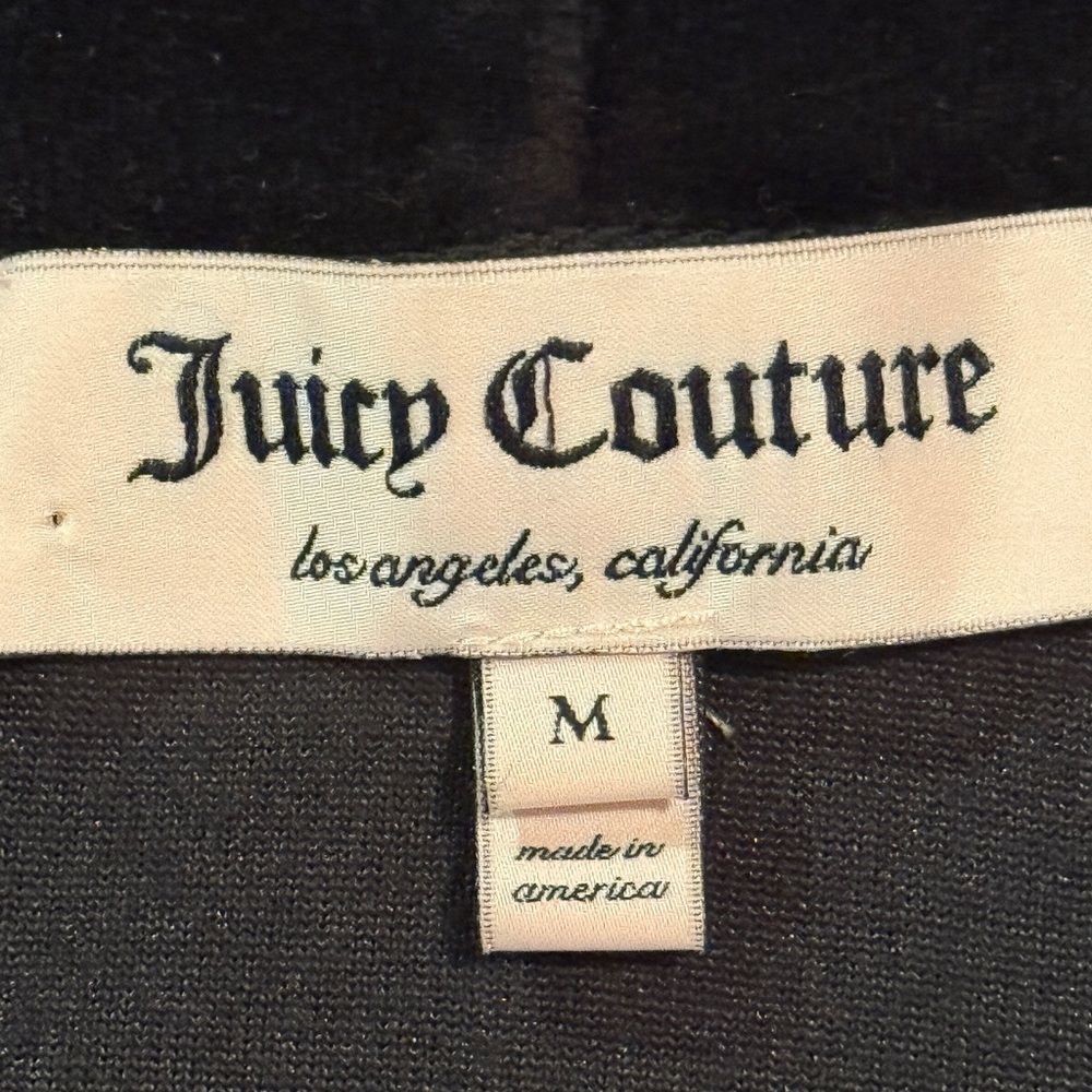 Juicy Couture Jacket Women Medium Velour Zip Y2K Track Black Hood NWOT - Picture 2 of 6